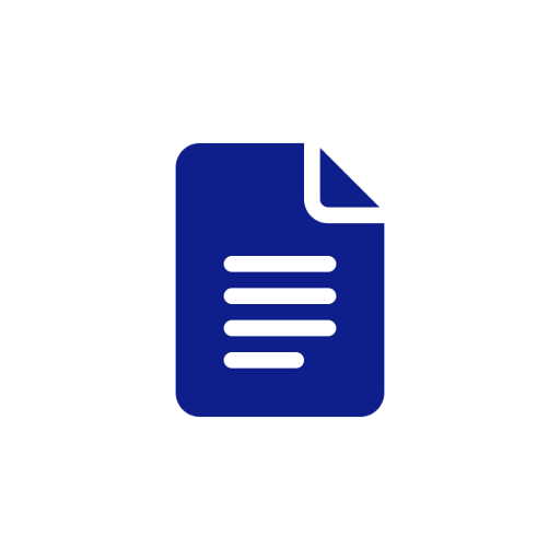 Blue document icon on white background.